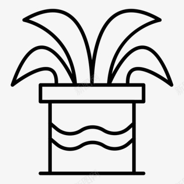 盆栽植物绿色生长图标图标