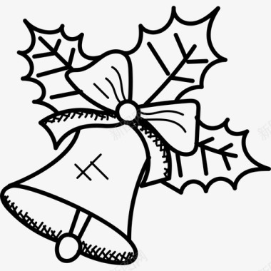 圣诞钟冬青树90个圣诞涂鸦图标图标