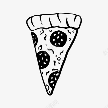 披萨食物手绘素描图标图标
