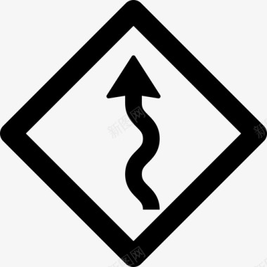 前方弯弯曲曲的道路箭头指示图标图标