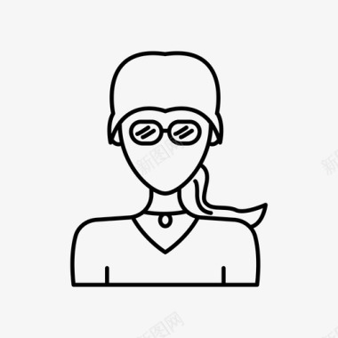 吊坠项链戴眼镜的女人化身项链图标图标