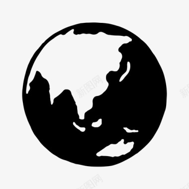 地球亚洲地球仪手绘草图图标图标