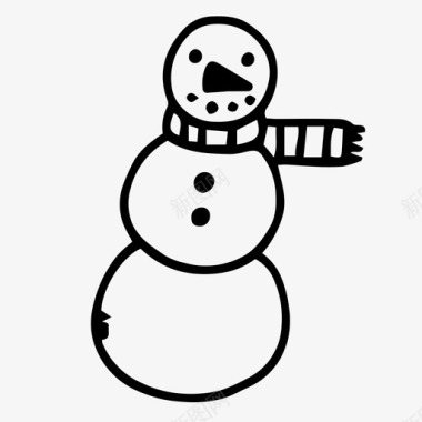 有围巾的雪人雪人冬天图标图标