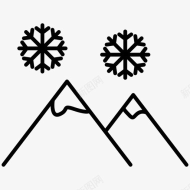 冬天雪树山阿尔卑斯山雪图标图标