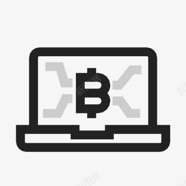 比特币和笔记本电脑加密货币数字图标图标