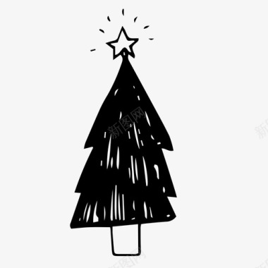 圣诞树圣诞涂鸦星星图标图标