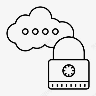 服务器云锁安全图标图标