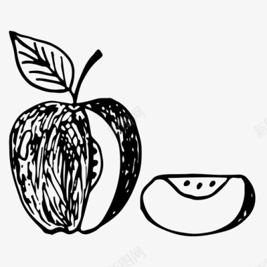 手绘苹果片苹果食品水果图标图标