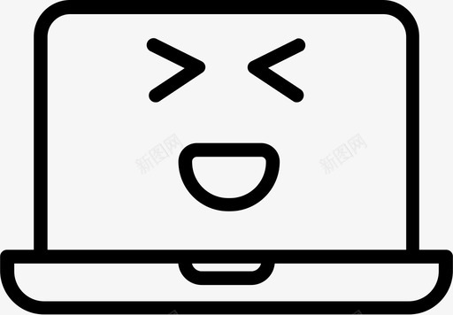 笑眯眯的笔记本电脑咧嘴眯着眼睛的笔记本电脑表情符号图标图标