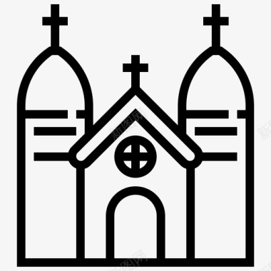 十字架标志教堂十字架冥想图标图标