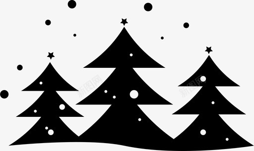降雪圣诞树装饰新年图标图标