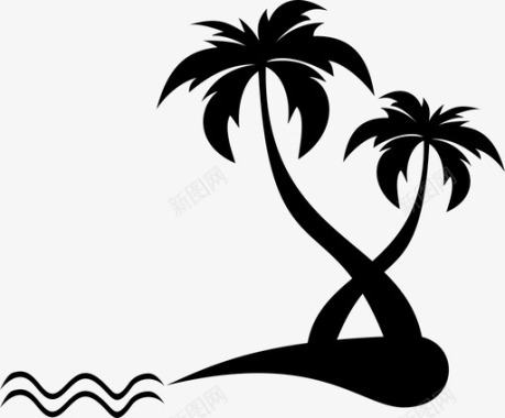 椰子树椰树椰子树海滩图标图标