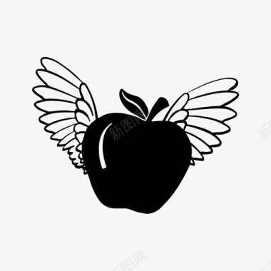 手绘苹果片苹果飞行食物图标图标