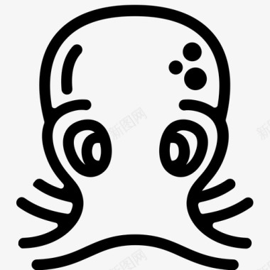 矢量章鱼章鱼脸头足类软体动物图标图标