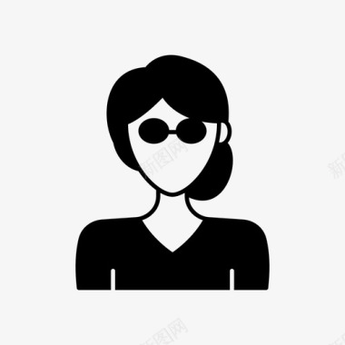 戴眼镜的女人头像发髻图标图标