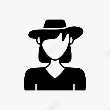 戴帽子的女人化身短发图标图标