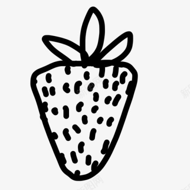甜味草莓水果手绘图标图标