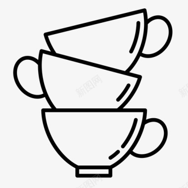 茶杯陶器一叠盘子图标图标
