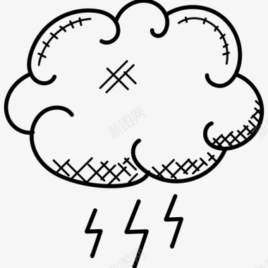 暴风雨天气恶劣天气闪电云图标图标
