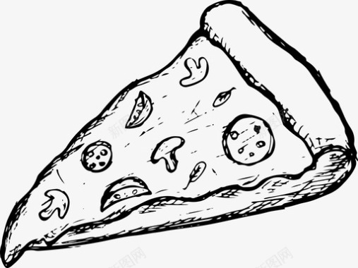 披萨快餐手绘图标图标