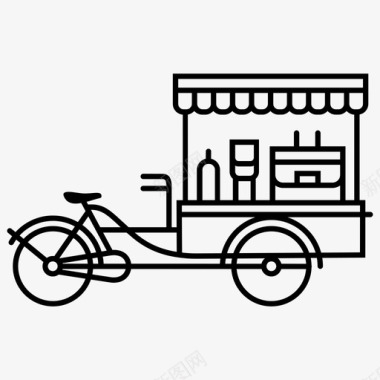 咖啡车移动商务街头食品拖车图标图标