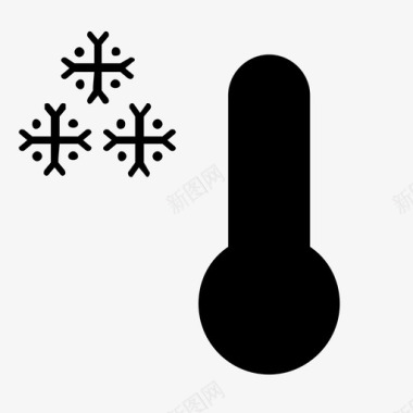 下雪寒冷下雪温度计图标图标