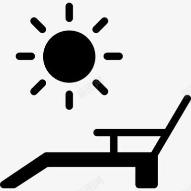 太阳和躺椅漂亮图标图标