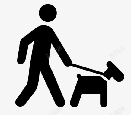 遛狗宠物捆绑图标图标