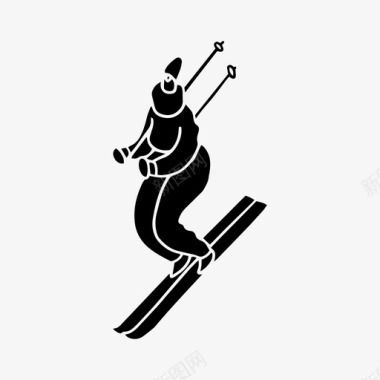 女子滑雪涂鸦运动图标图标