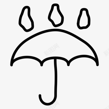 雨伞手绘下雨图标图标