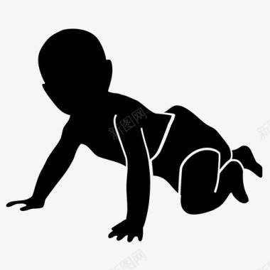 爬行婴儿儿童尿布图标图标