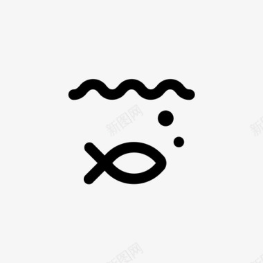 海海鱼像素完美线条图标图标
