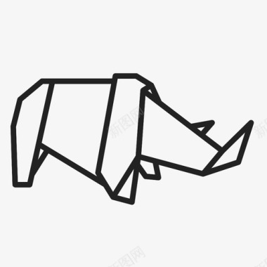 犀牛动物折纸图标图标