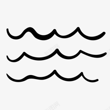 大海海浪手绘图标图标