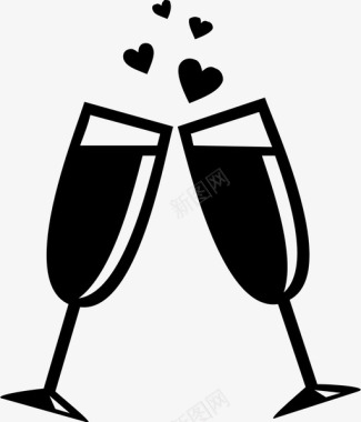 香槟酒杯庆祝情侣图标图标