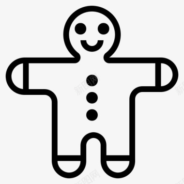 冬天姜饼人饼干圣诞节冬天图标图标