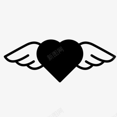 带翅膀心心爱情人节图标图标