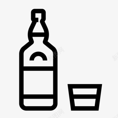 喝威士忌开胃酒带玻璃杯的瓶子图标图标