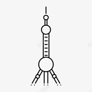 素描上海明珠塔东方明珠塔中国纪念碑图标图标