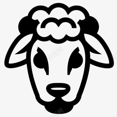绵羊脸羔羊羊绒图标图标
