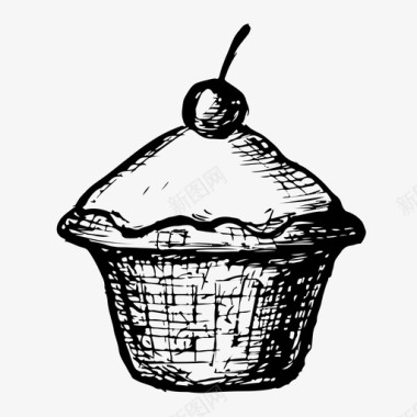 彩绘面包纸杯蛋糕面包店食品图标图标