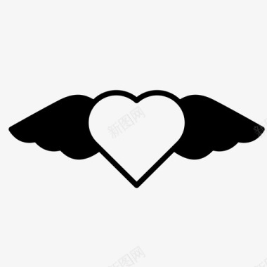 带翅膀心心爱情人节图标图标