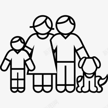家庭儿子和狗父母宠物图标图标