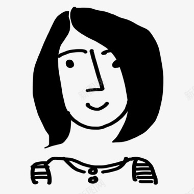 卷发的女人脸手绘人图标图标