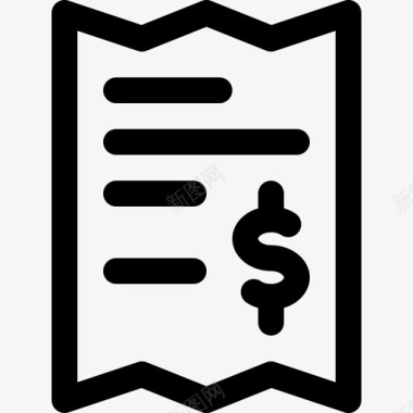 收据帐单或收据美元符号发票图标图标