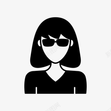 戴眼镜的女人化身短发图标图标