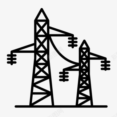 矢量发电站输电塔电力高压图标图标