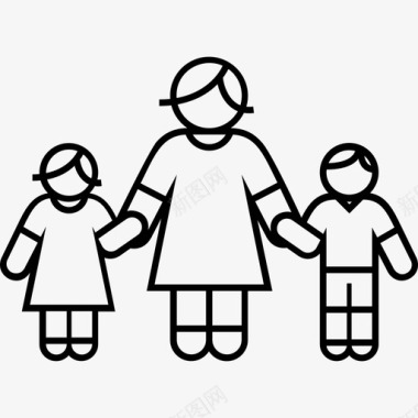 母子女儿家庭图标图标