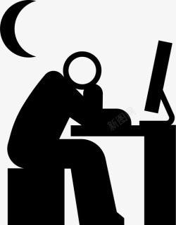 夜班夜班加班努力工作图标高清图片