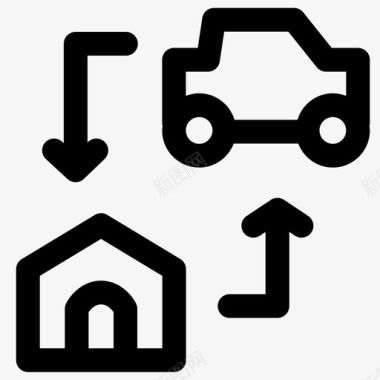 数据传输汽车房屋图标图标